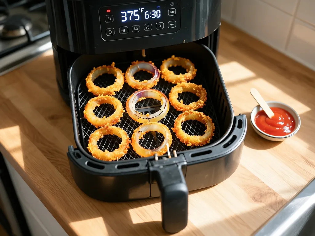 Frozen Onion Rings cooked in the air fryer — exact time and temperature