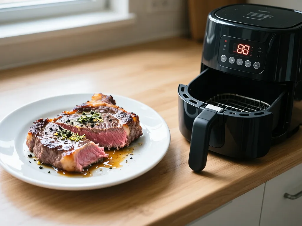 Steak cooked in the air fryer — exact time and temperature
